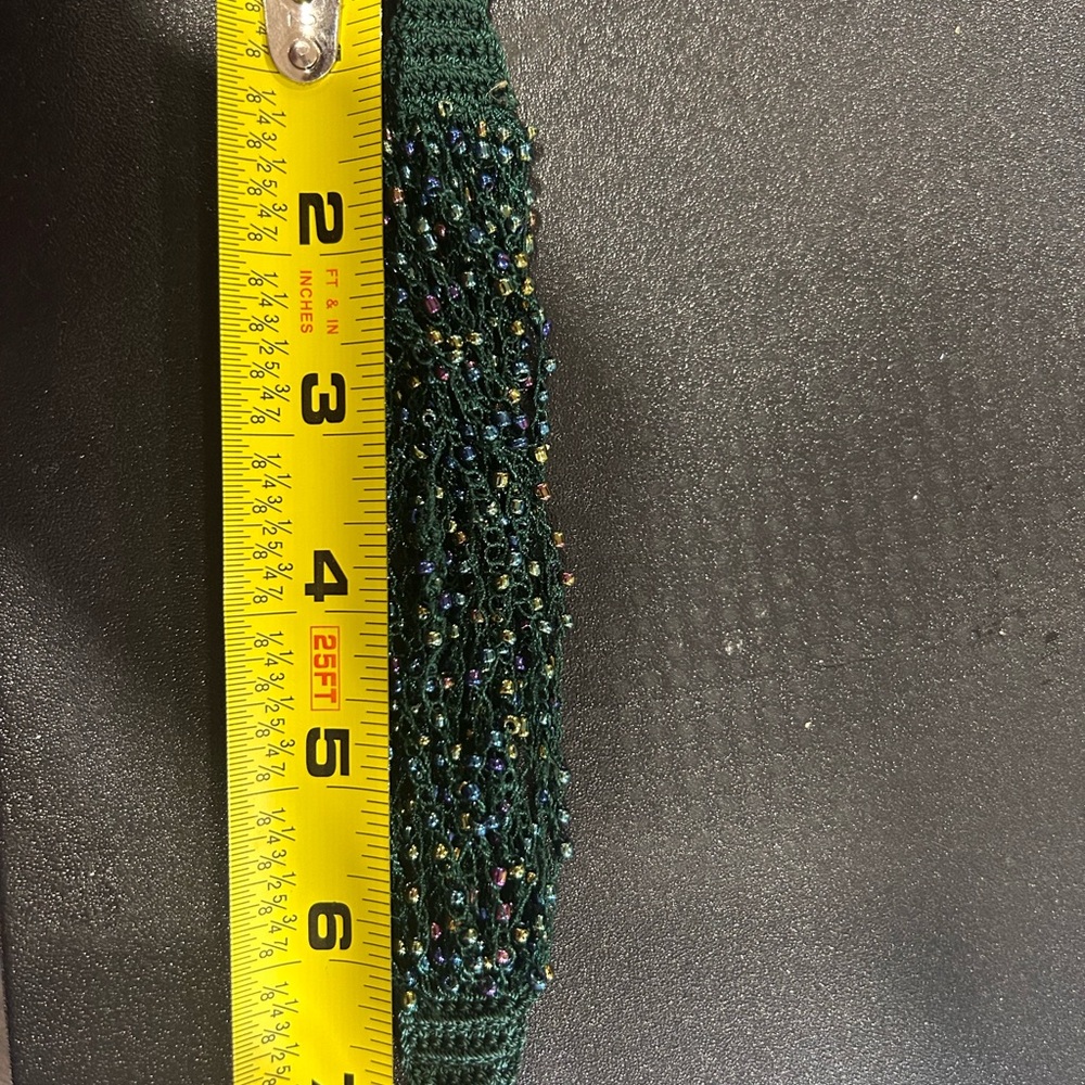 Elegant Green Beaded Bracelet Hand Crocheted